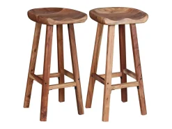 Taburetes de barra de cocina 2 unidades madera maciza de acacia