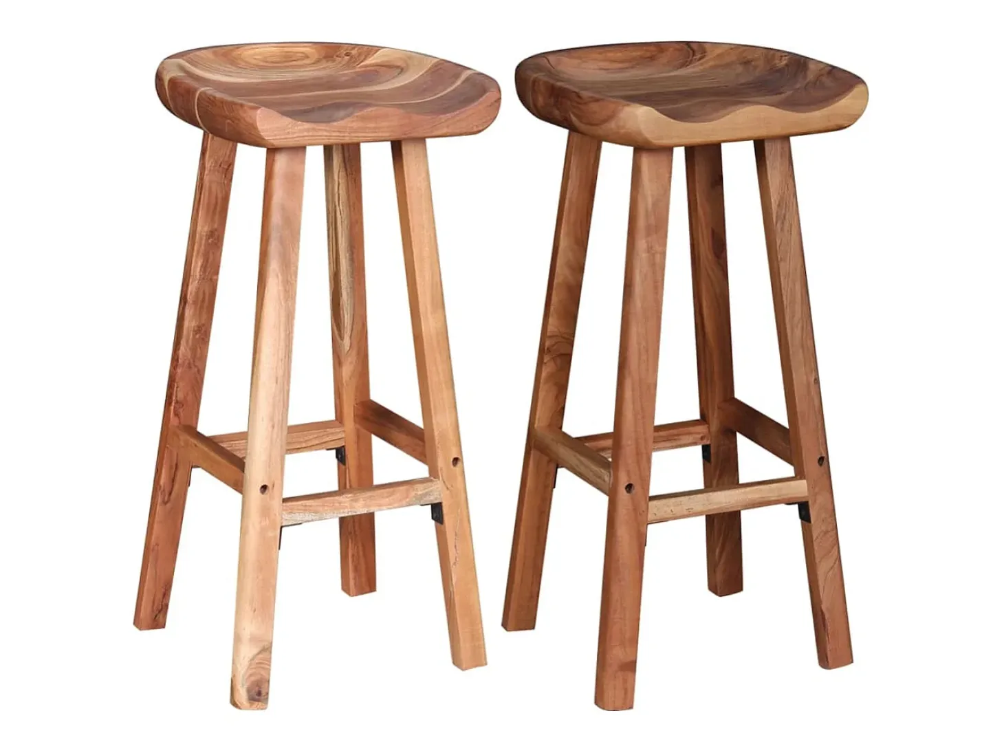Taburetes de barra de cocina 2 unidades madera maciza de acacia