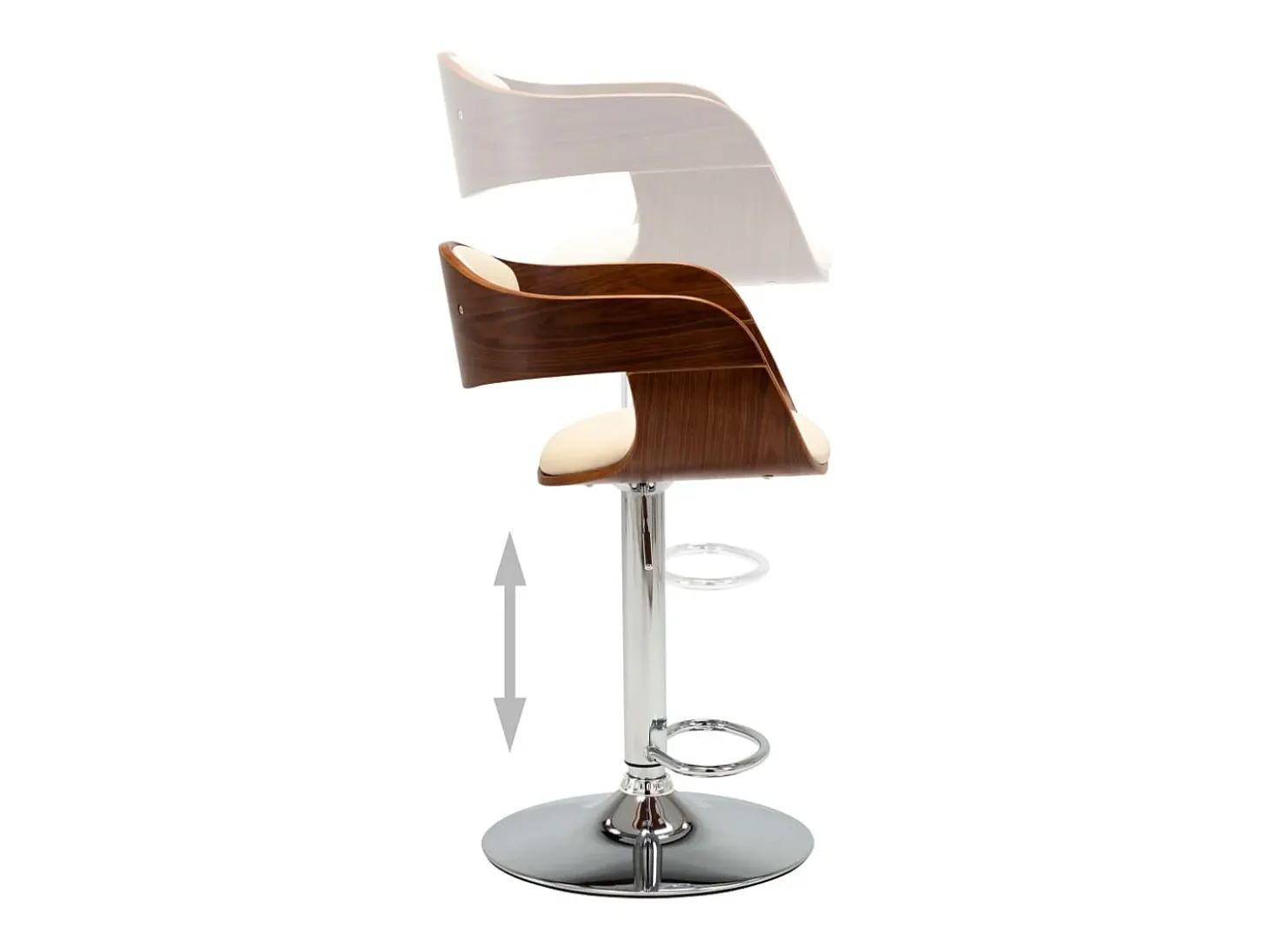 Taburetes de cocina 2 uds madera curvada cuero sintético crema