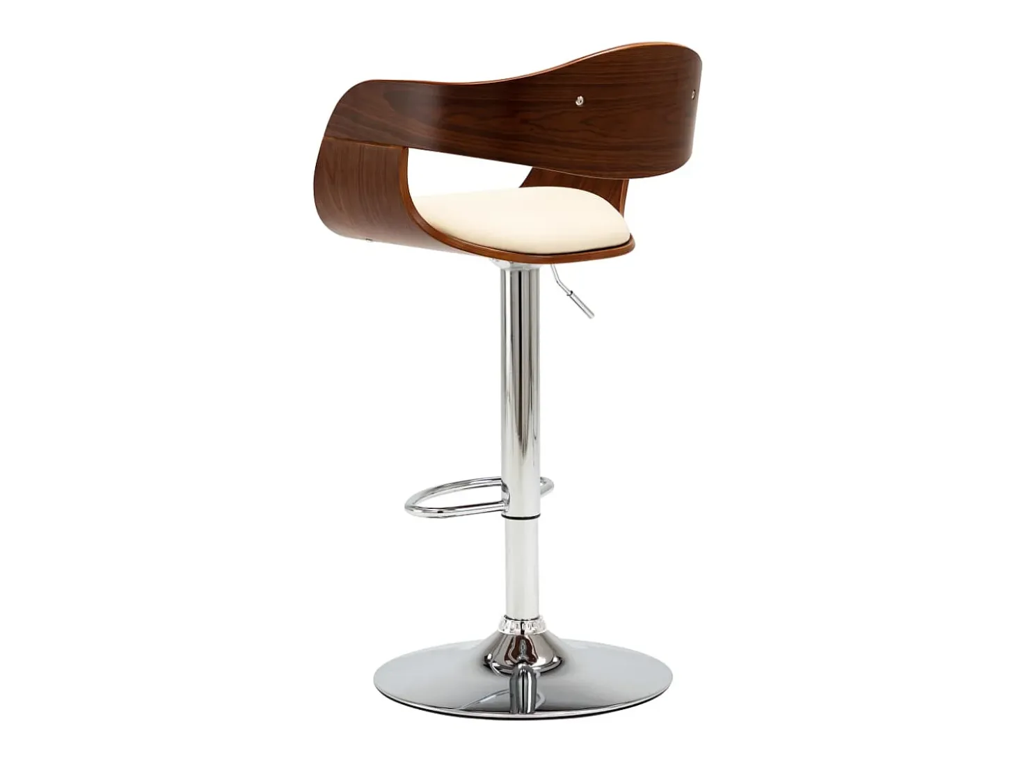 Taburetes de cocina 2 uds madera curvada cuero sintético crema