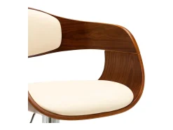 Taburetes de cocina 2 uds madera curvada cuero sintético crema