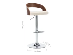 Taburetes de cocina 2 uds cuero sintético madera curvada crema