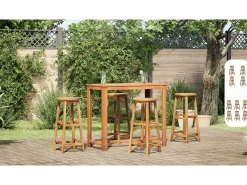 Taburetes de cocina 4 unidades madera maciza de acacia