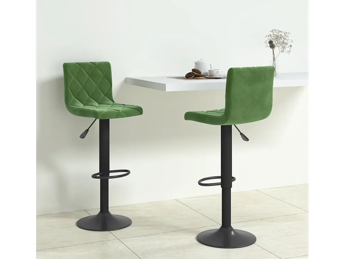 Taburetes de cocina 2 unidades terciopelo verde oscuro