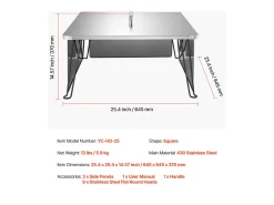 Tapa de Brasero SucceBuy de Acero Inoxidable, 64.5 x 64.5 x 37 cm, Deflector de Calor Exterior para Fogatas, Camping y Calefacción de Madera