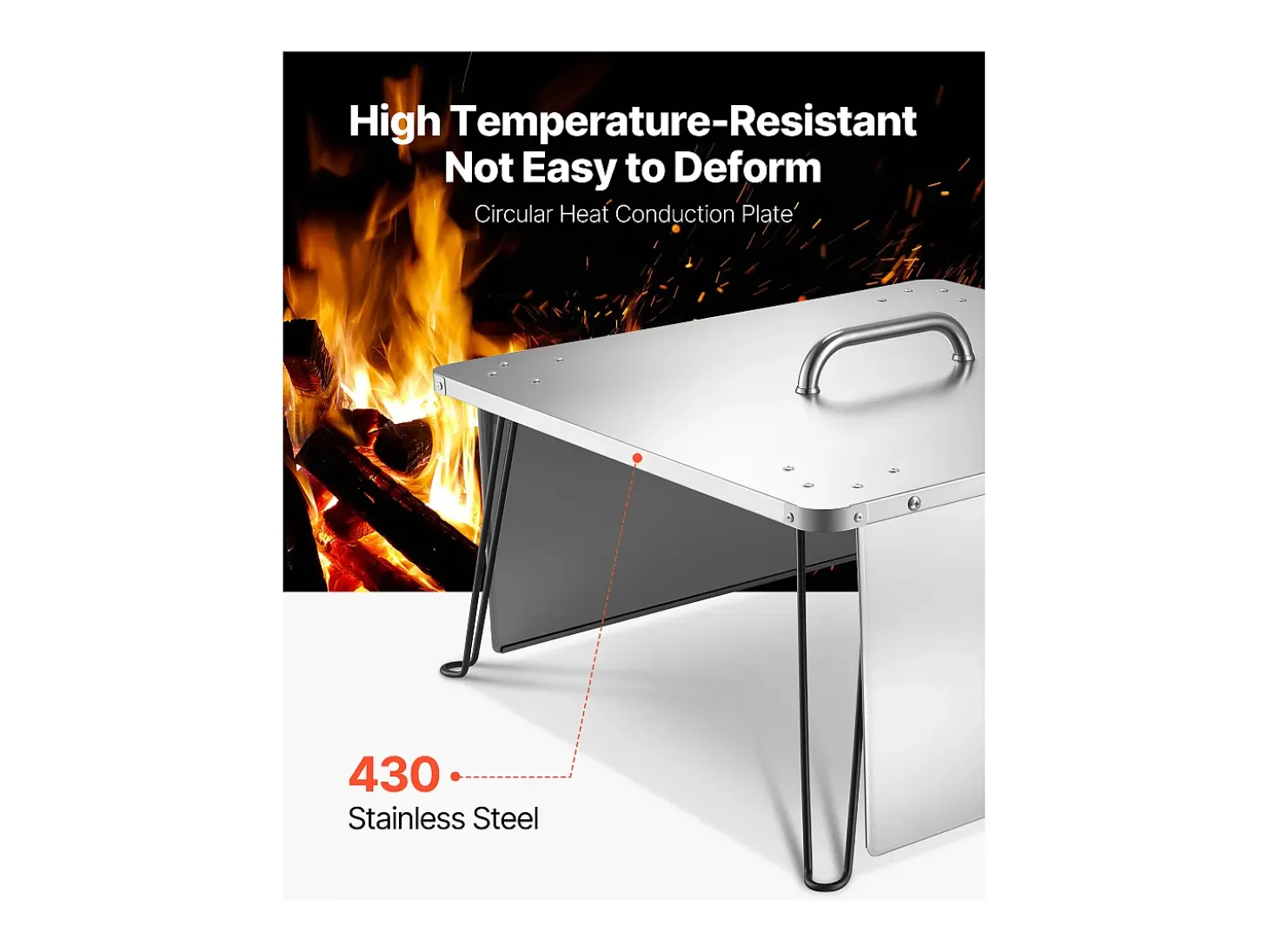 Tapa de Brasero SucceBuy de Acero Inoxidable, 64.5 x 64.5 x 37 cm, Deflector de Calor Exterior para Fogatas, Camping y Calefacción de Madera