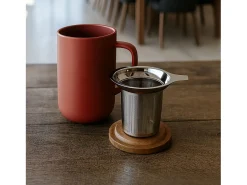 Tetera OGO Living Juliet Paprika de 475 ml en Grès con Tapa de Acacia