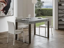 Tiroz 130 cm mesa de comedor moderna de hormigón gris con patas de metal antracita
