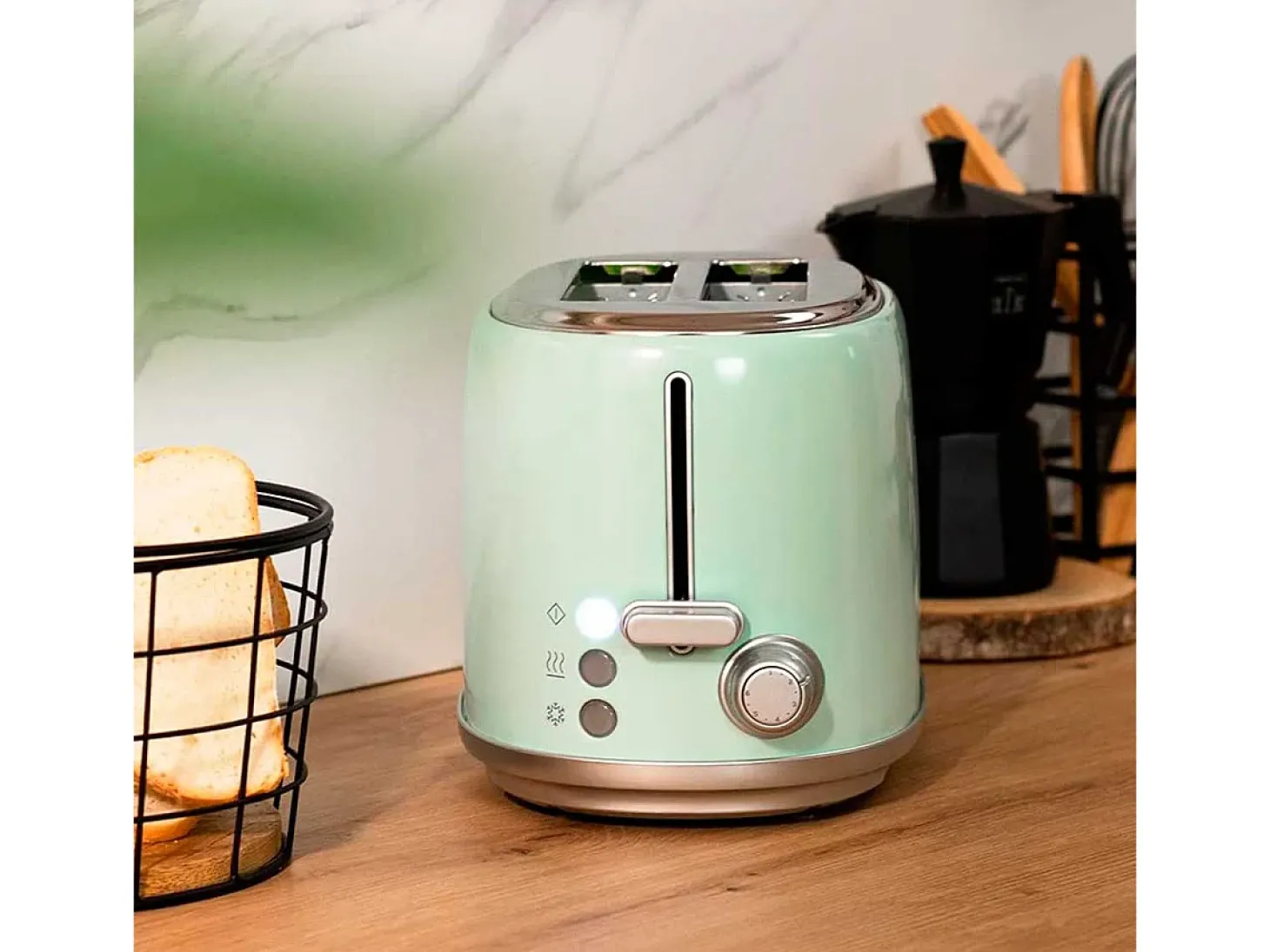 Tostador Cecotec Toast&Taste 1000 Retro Double 980W diseño retro verde