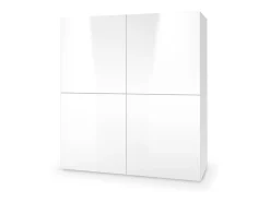 Trevise Aparador de 2 puertas, 100 cm, blanco brillante