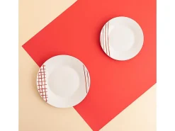 Vajilla Kansas Quid 18 piezas 6 servicios porcelana rojo