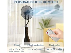 Ventilador con función de enfriamiento por agua, ventilador oscilante con nebulización, control remoto, 3 niveles de velocidad, tanque de 3 L