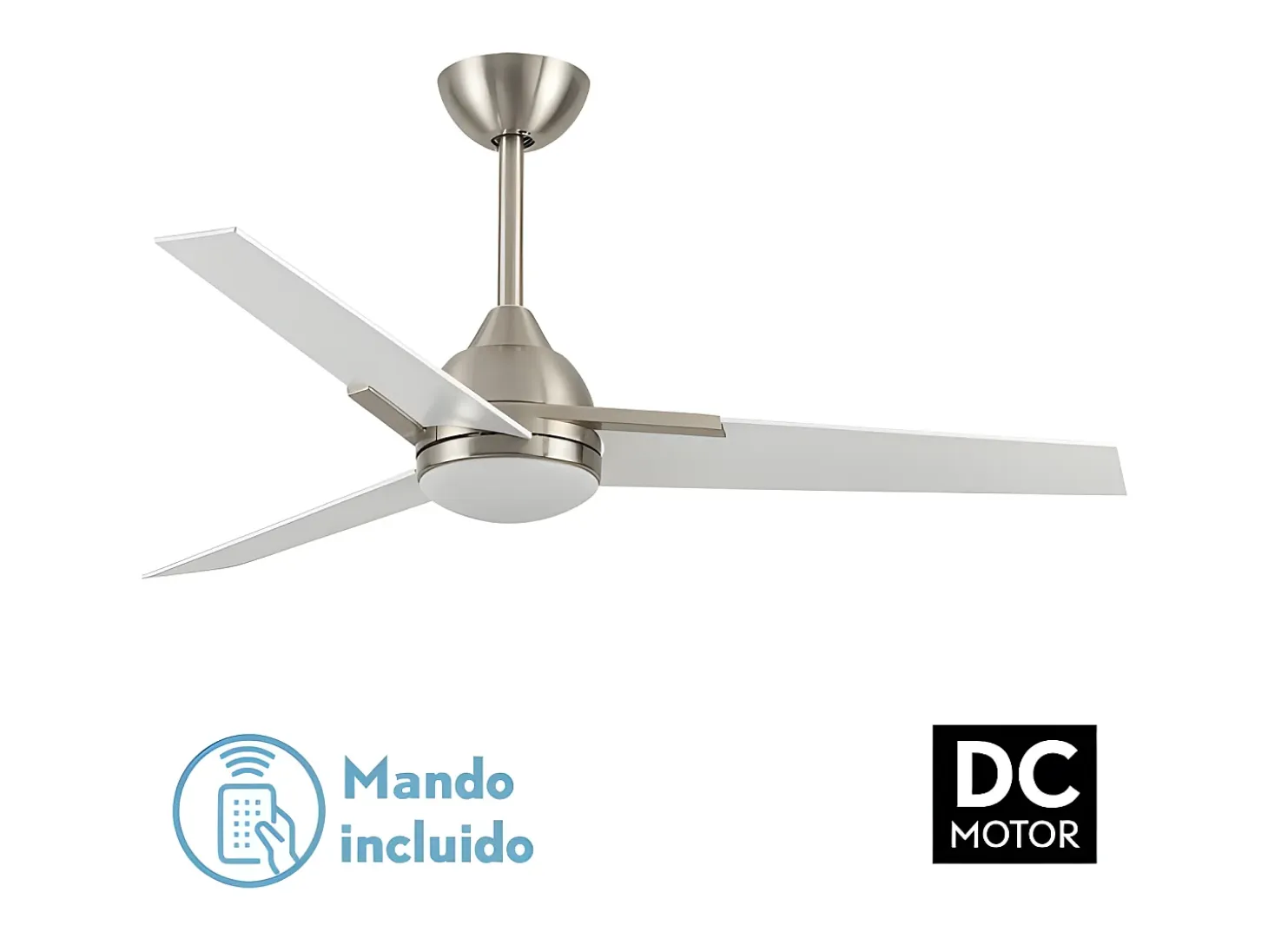 Ventilador Dc Argestes Niquel Led 22w Con 3 Temperaturas Y Memoria