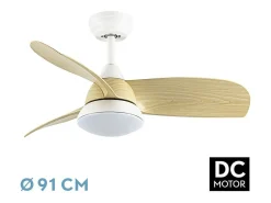 Ventilador Dc Atomo Blanco Haya Led Memoria Color Mando Distancia
