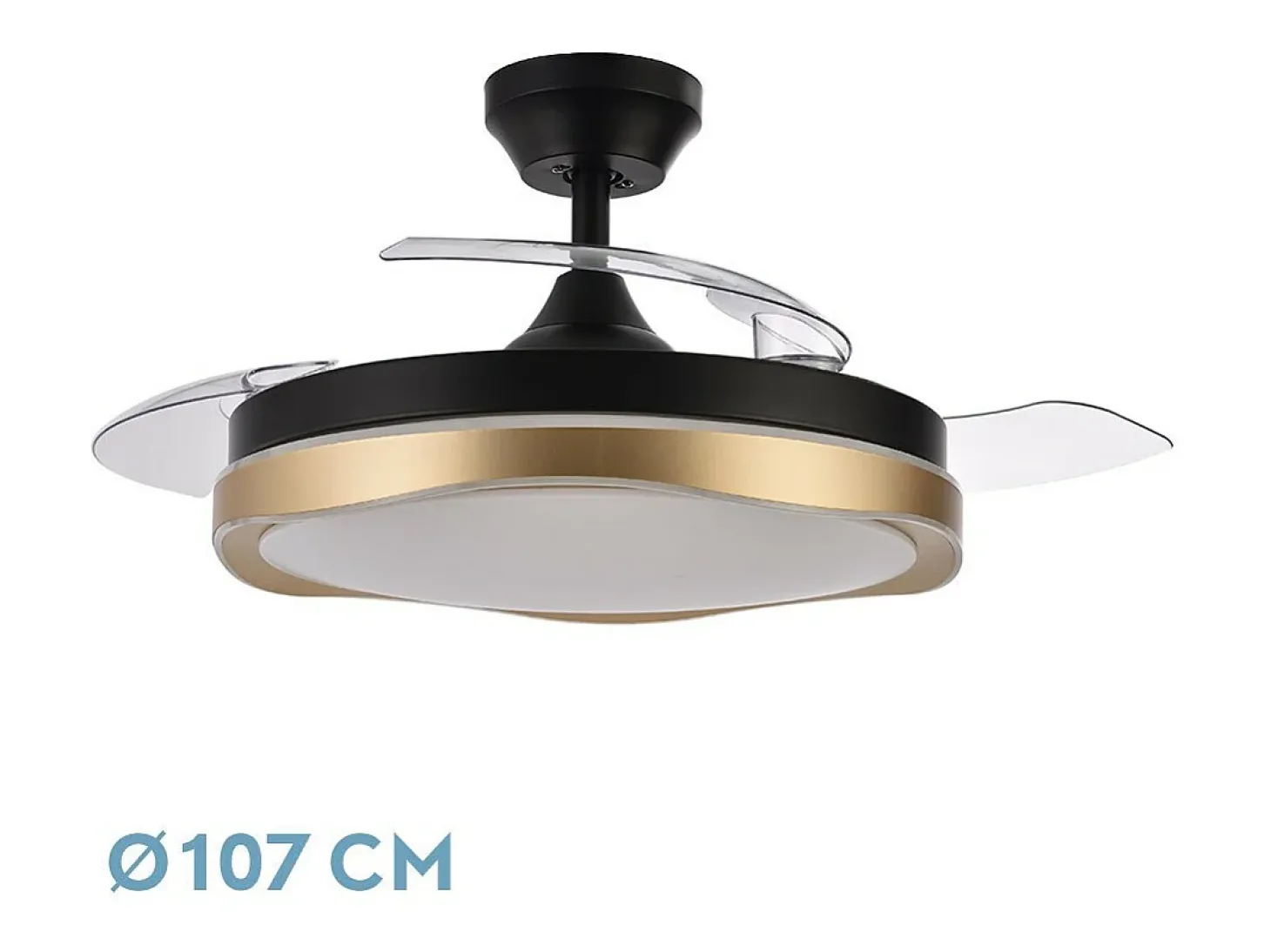 Ventilador Dc Blondi Negro Oro Led 3 Temperaturas Control Remoto