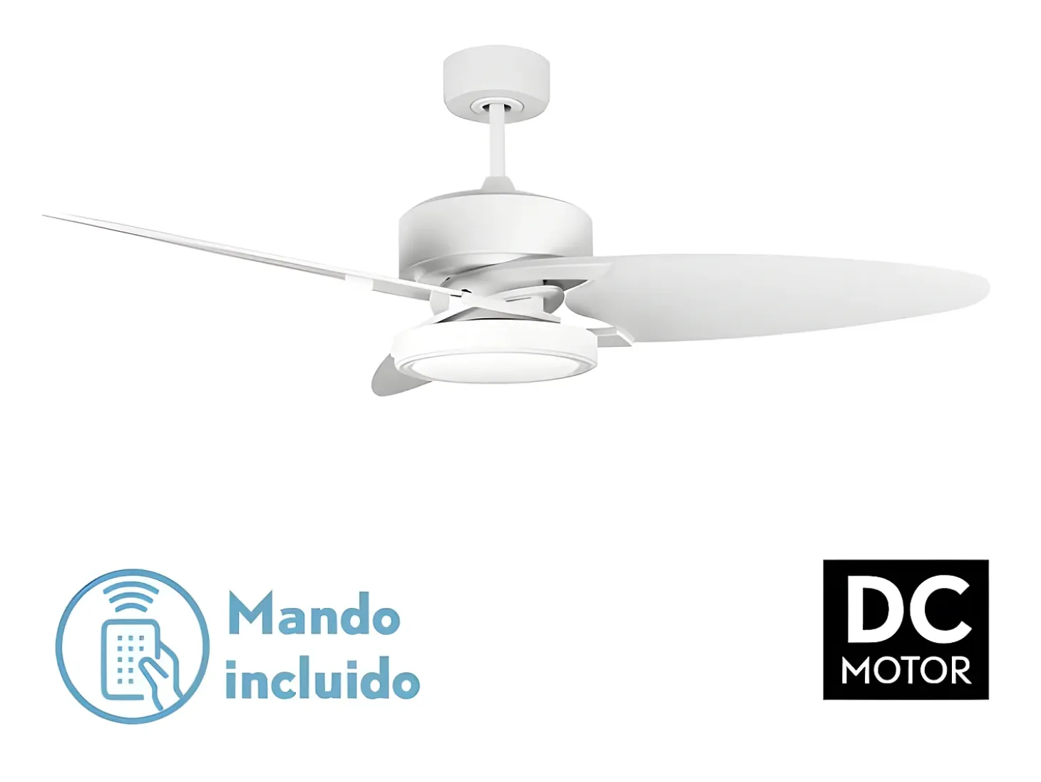 Ventilador Dc Cross Blanco Led Control Remoto Y Temporizador