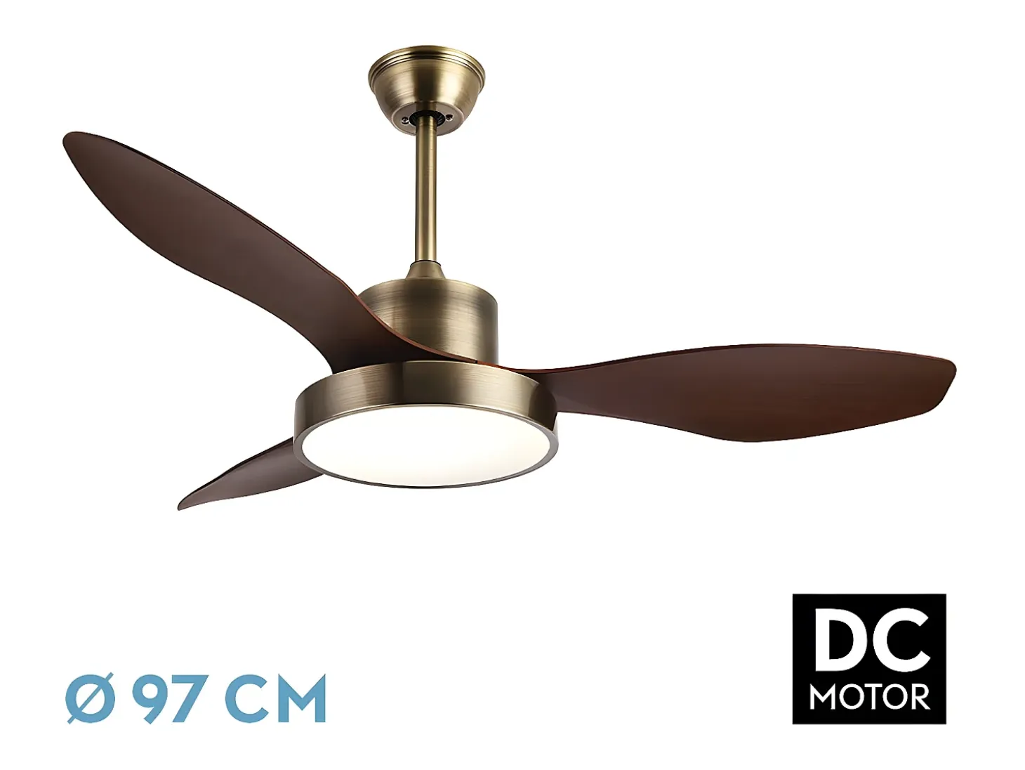 Ventilador Dc Hayate S Dorado Led Integrado Cct Regulable