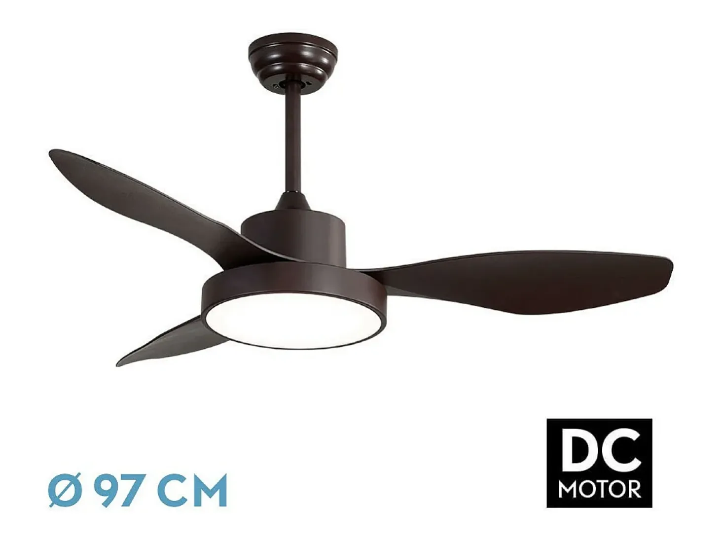 Ventilador Dc Hayate S Marron Led Integrado Cct Regulable