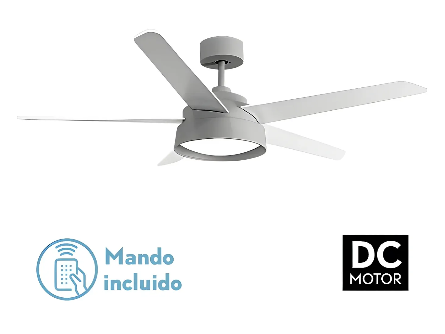 Ventilador Dc Lebeche Gris Led 3 Temperaturas Control Remoto