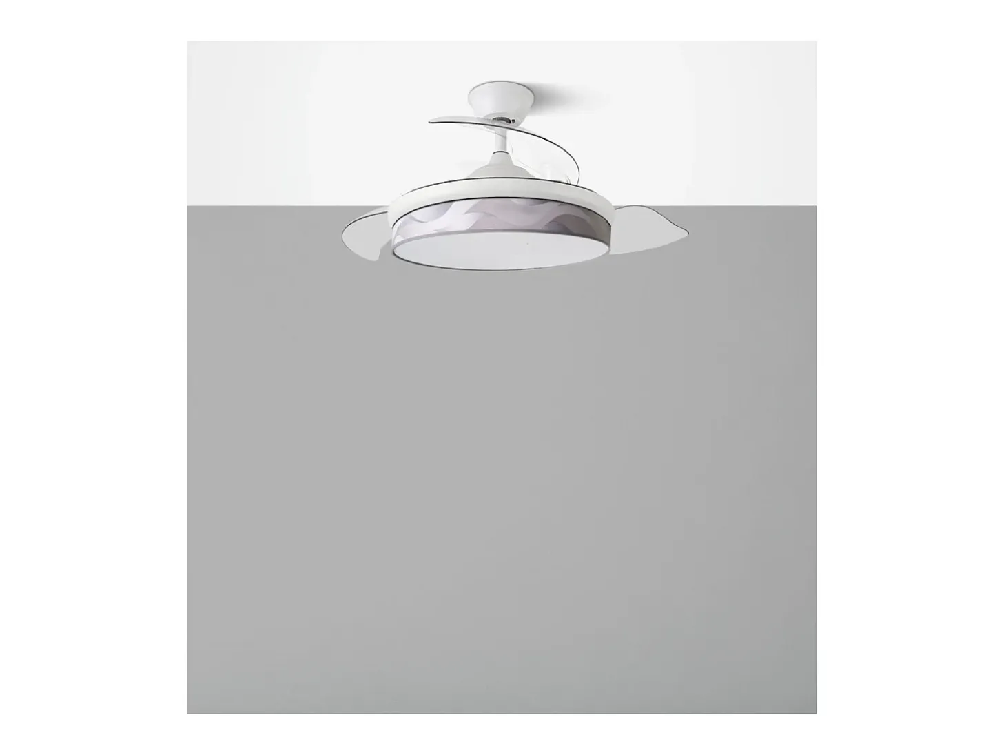 Ventilador DC Moda blanco/ola gris LED 91 cm con mando y memoria