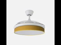 Ventilador Dc Moda Blanco Amarillo Mando Distancia Funcion Inversa