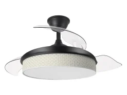 Ventilador DC Moda negro/cañizo blanco LED 91 cm con mando