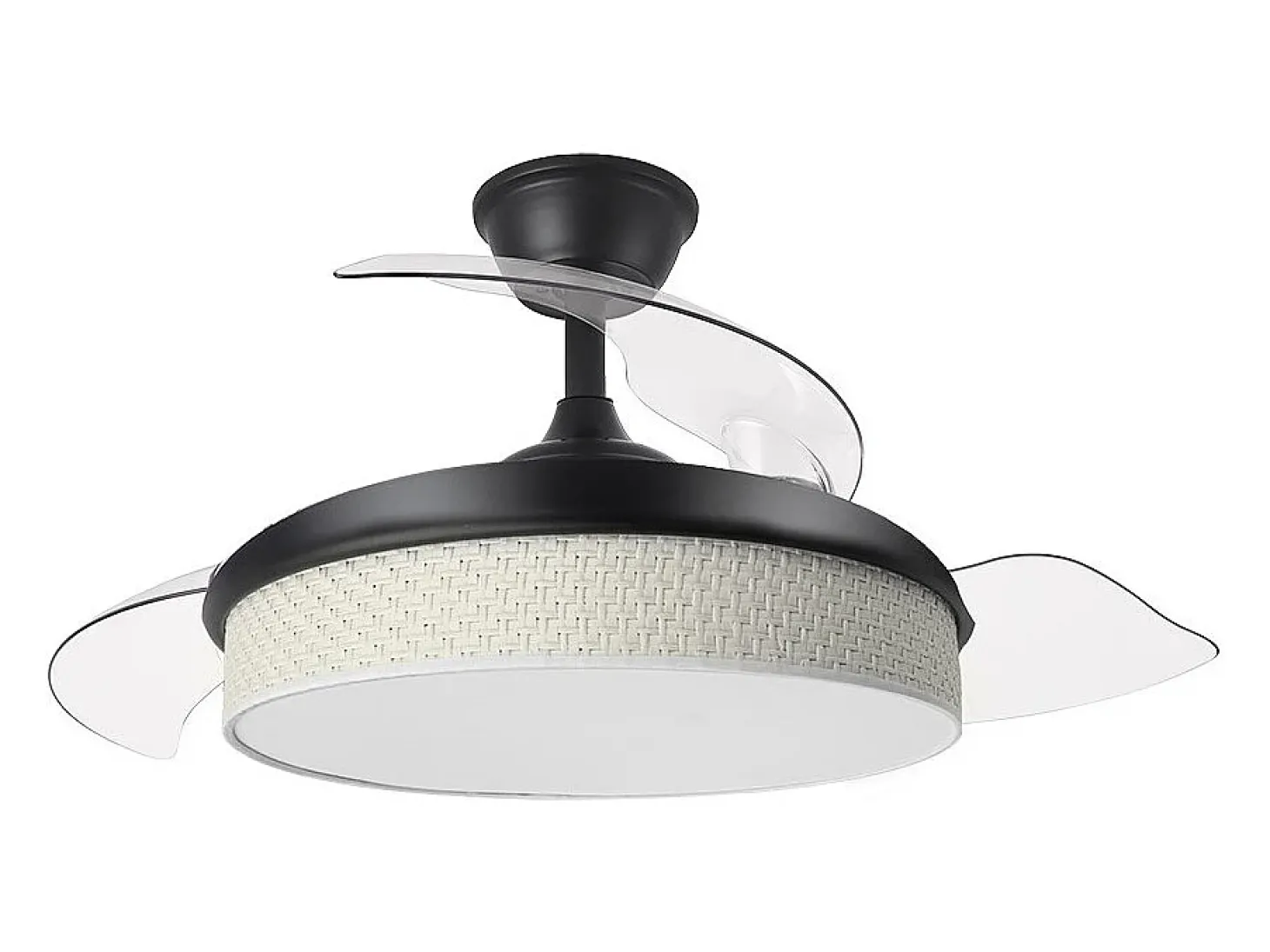 Ventilador DC Moda negro/cañizo blanco LED 91 cm con mando