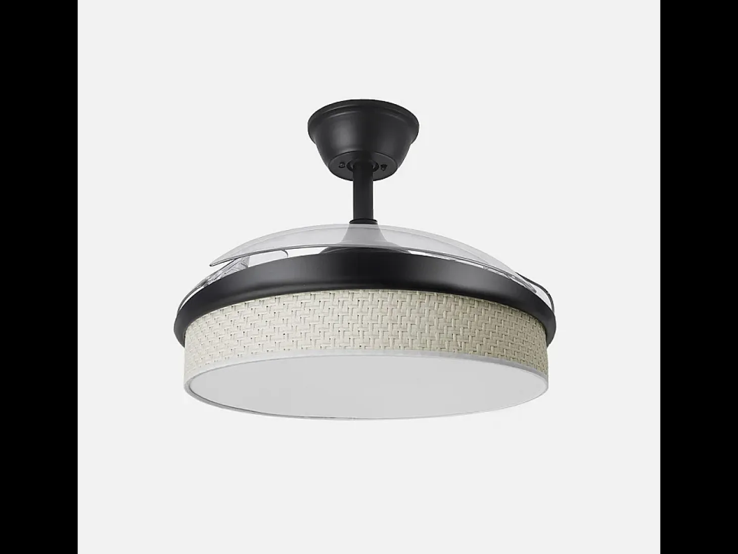 Ventilador DC Moda negro/cañizo blanco LED 91 cm con mando