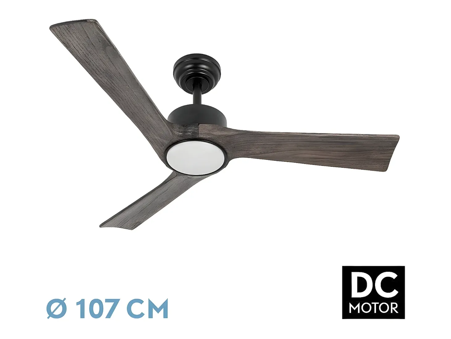 Ventilador Dc Orinoco Negro Led Dimable Control Remoto