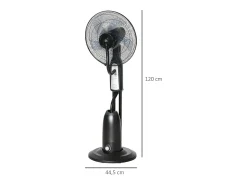 Ventilador de pedestal con nebulizador de 2,8 L, 3 modos, oscilación, temporizador y ángulo ajustable, negro (44,5 x 44,5 x 120 cm)
