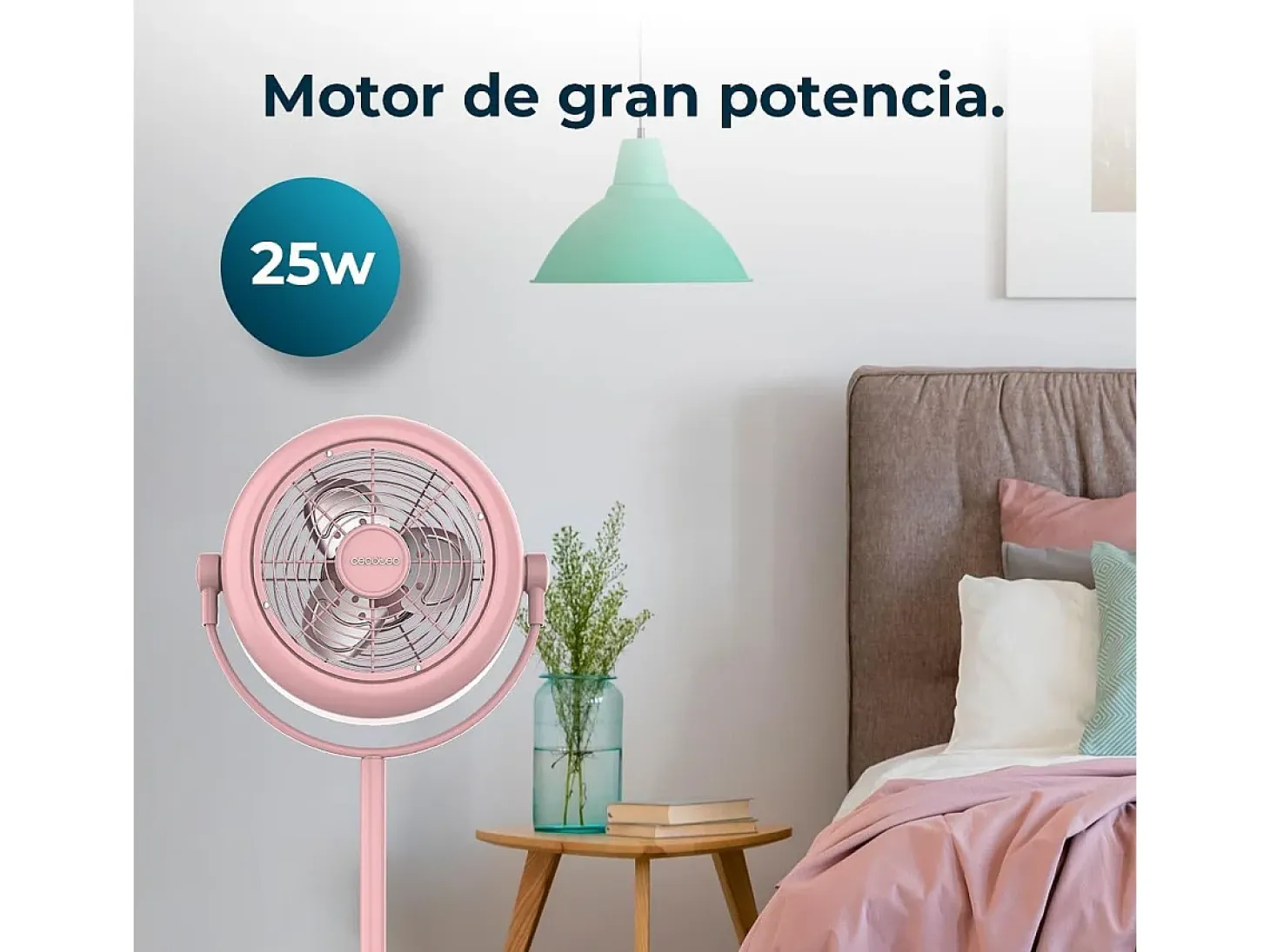 Ventilador de pie Cecotec EnergySilence 250 ClassicStyle 25W 3 aspas 2 velocidades rosa