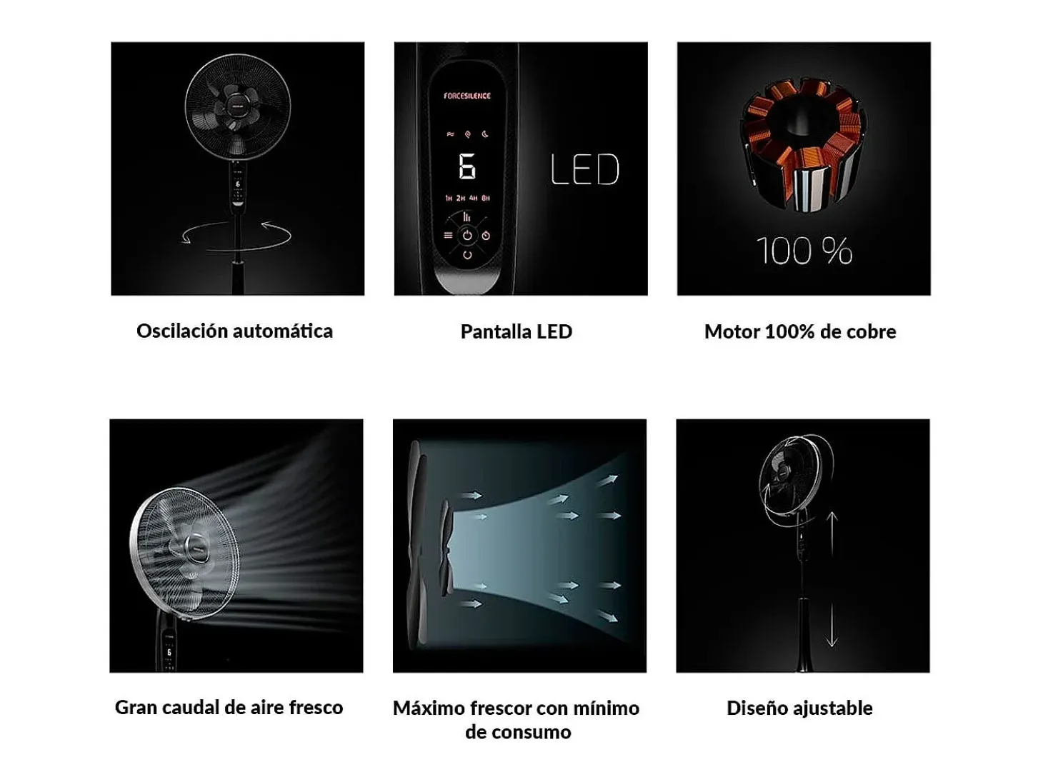 Ventilador de pie Cecotec EnergySilence 1020 ExtremeConnected 60W 10 aspas negro