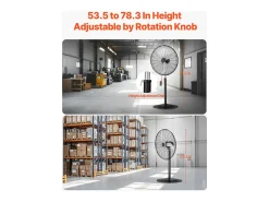 Ventilador de Pie Industrial SucceBuy, 3 Velocidades, 76 cm, Oscilante y Altura Ajustable