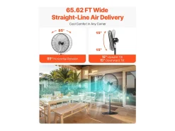 Ventilador de Pie Industrial SucceBuy, 3 Velocidades, 76 cm, Oscilante y Altura Ajustable