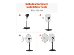 Ventilador de Pie Industrial SucceBuy, 3 Velocidades, 76 cm, Oscilante y Altura Ajustable