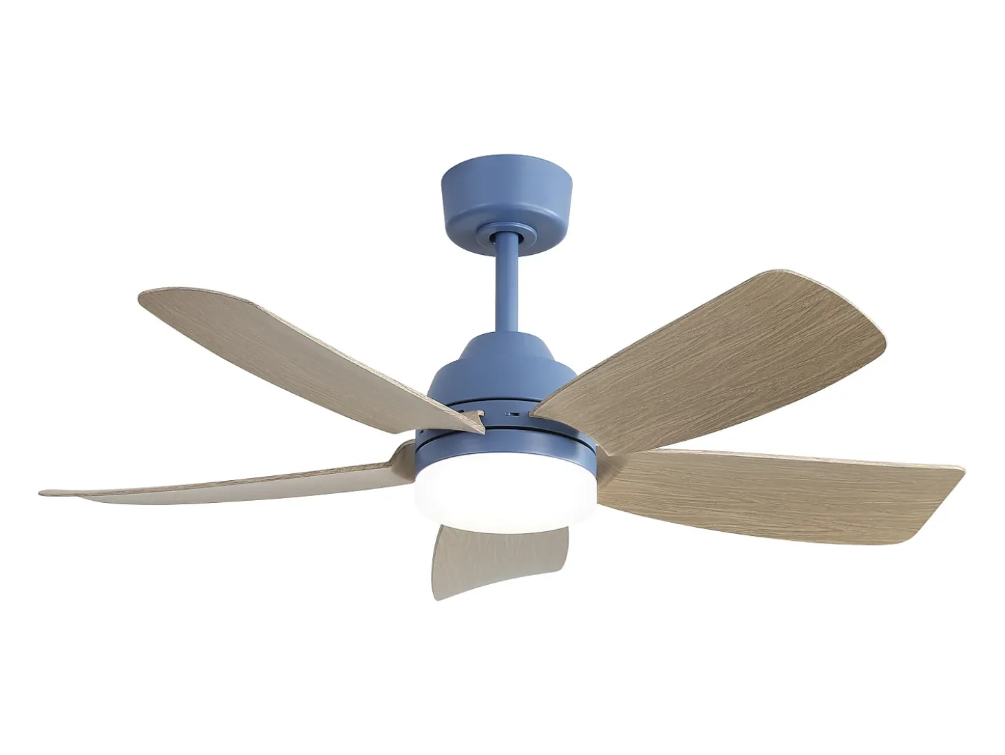 Ventilador de techo 42" con luz LED 22W, 5 aspas de ABS, control remoto, azul, para dormitorio, sala, comedor y oficina (106,6x106,6x46,5cm)