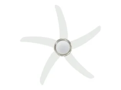 Ventilador de techo adornado con lámpara 128 cm blanco