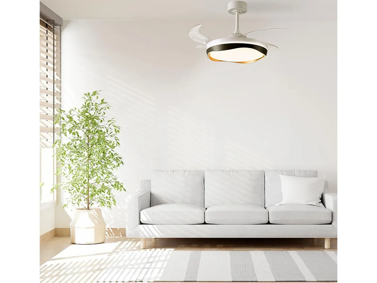 Ventilador de techo Almati Bel Air 72W 4 aspas retráctiles con luz LED negro/dorado Ø108 cm