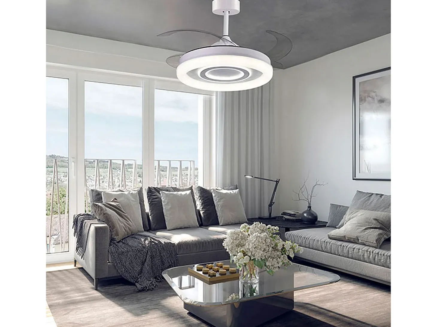 Ventilador de techo Amaltea Bel Air 116W 4 aspas retráctiles blanco Ø108 cm