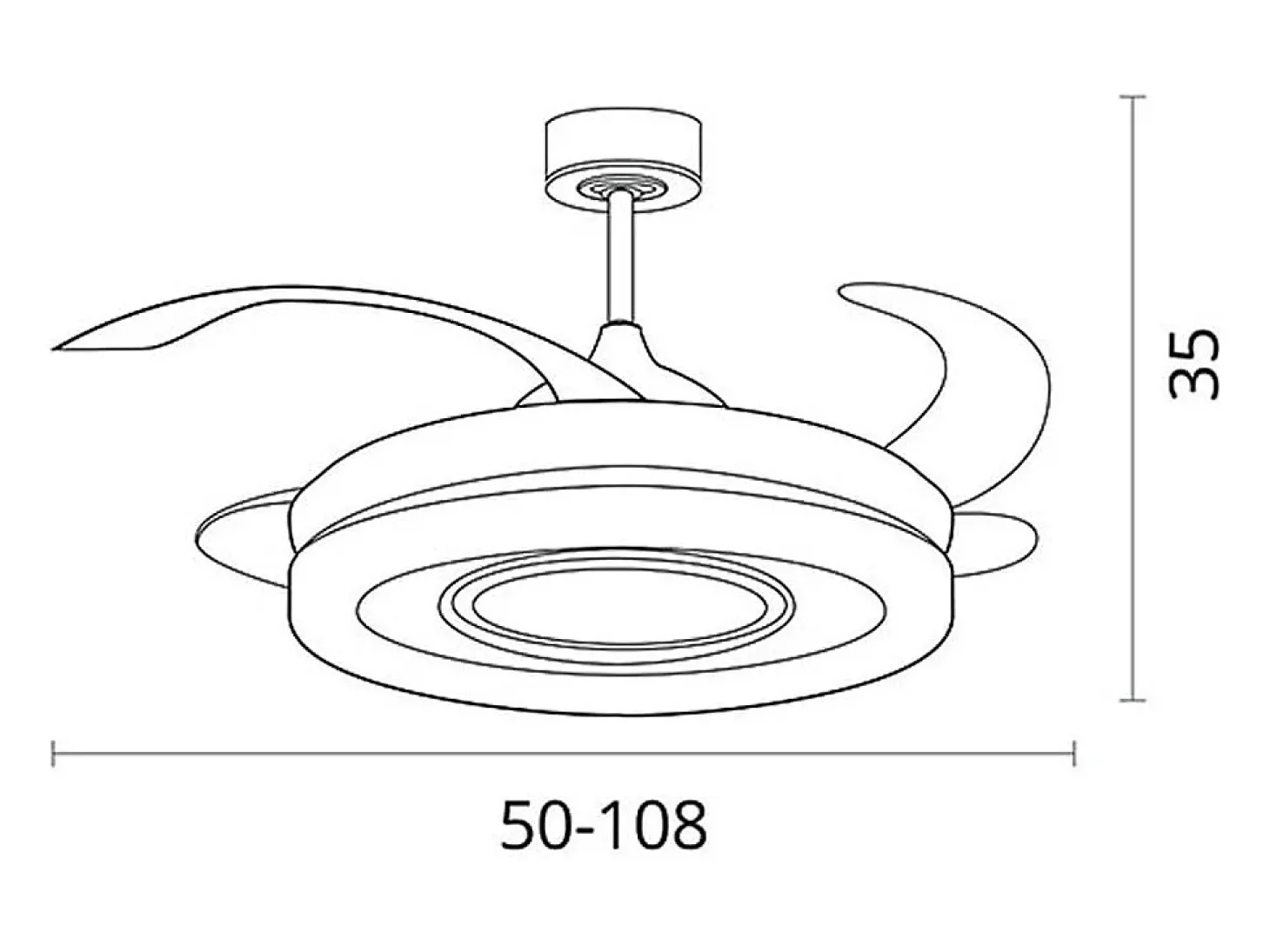 Ventilador de techo Amaltea Bel Air 116W 4 aspas retráctiles blanco Ø108 cm