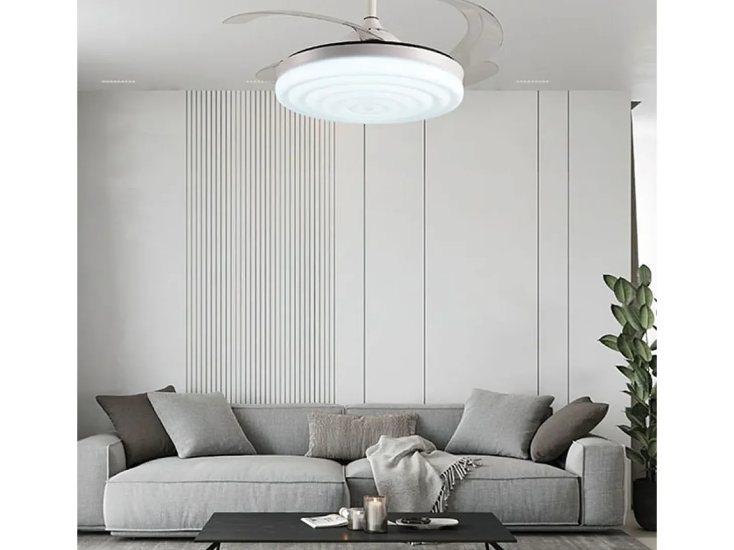Ventilador de techo Arcos Bel Air 72W 4 aspas retráctiles mando a distancia blanco Ø108 cm