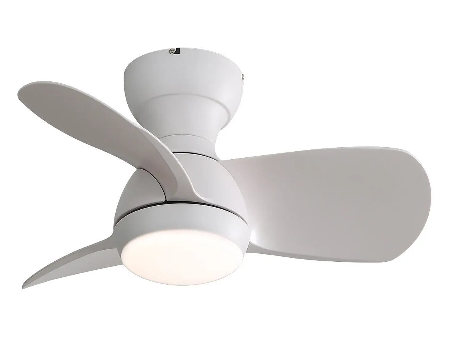Ventilador de techo blanco de 23 pulgadas ---- Ventilador de techo con luz LED y 3 aspas de ABS --- para dormitorio