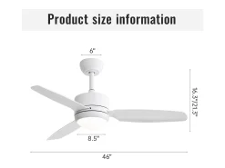 Ventilador de techo blanco - Ventilador de techo para sala de estar con 6 velocidades y 3 aspas de ABS - Iluminación LED