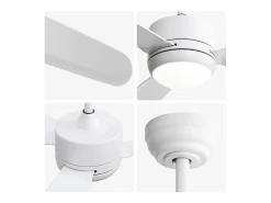 Ventilador de techo blanco - Ventilador de techo para sala de estar con 6 velocidades y 3 aspas de ABS - Iluminación LED