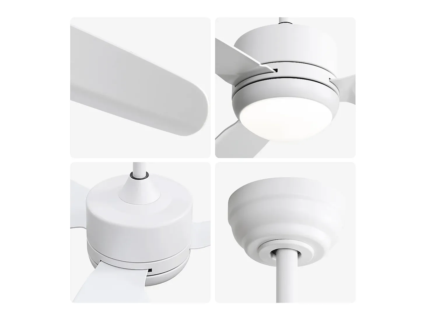 Ventilador de techo blanco - Ventilador de techo con luz LED y 3 aspas de ABS - 6 tipos de ventiladores con control remoto - para sala de estar