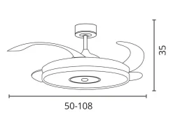 Ventilador de techo Colors Bel Air 72W 4 aspas retráctiles con altavoz Bluetooth blanco Ø108 cm