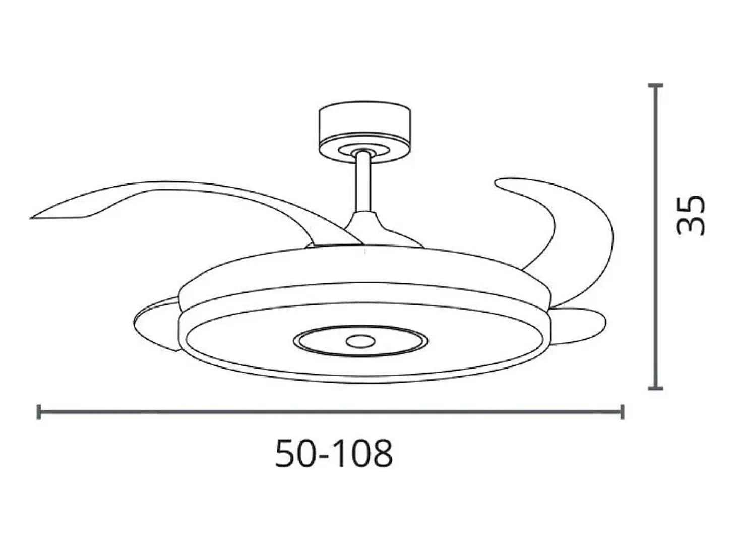 Ventilador de techo Colors Bel Air 72W 4 aspas retráctiles con altavoz Bluetooth blanco Ø108 cm