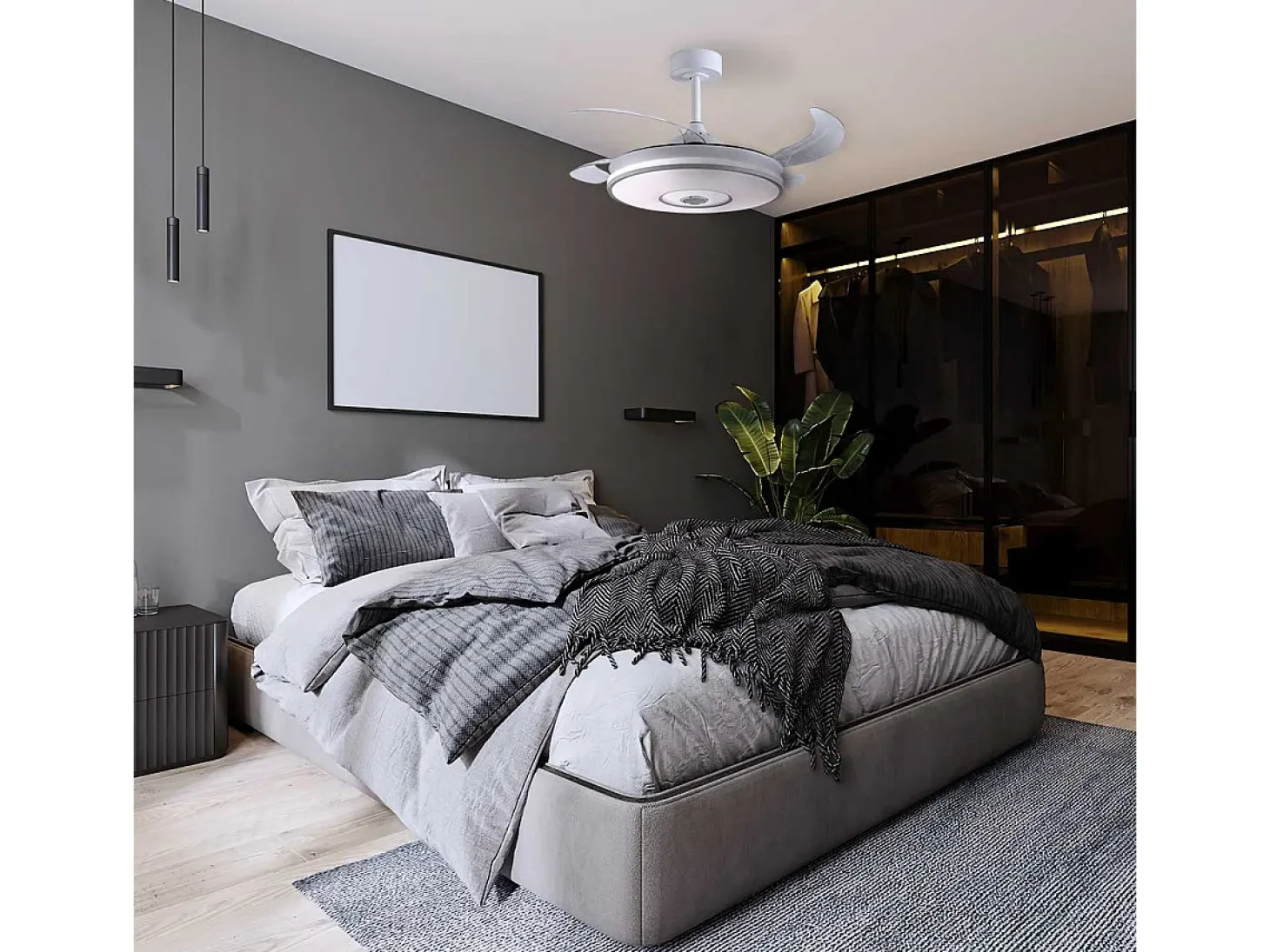 Ventilador de techo Colors Bel Air 72W 4 aspas retráctiles con altavoz Bluetooth blanco Ø108 cm