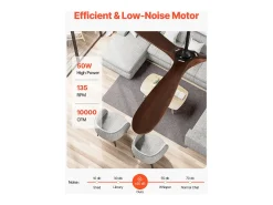 Ventilador de Techo con Aspas de Madera SucceBuy 183cm sin Luz con Mando a Distancia y Motor Reversible en Nogal