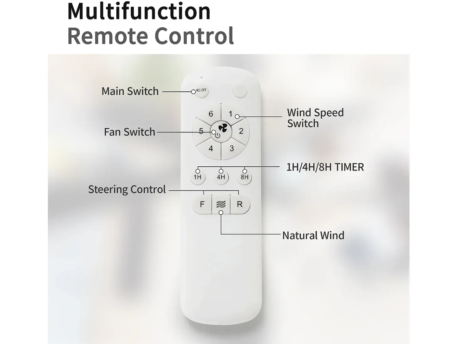 Ventilador de techo de 52" - Color madera con control remoto de 6 velocidades - Para patio y sala